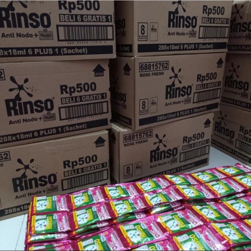 1 Karton isi 336 Sachet Rinso Cair 500 Rinso Molto Anti Noda
