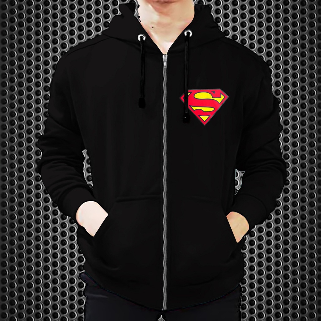 Jaket Resleting Superman / Jaket Dewasa / Jaket Distro / Jaket Diskon Bahan Fleece