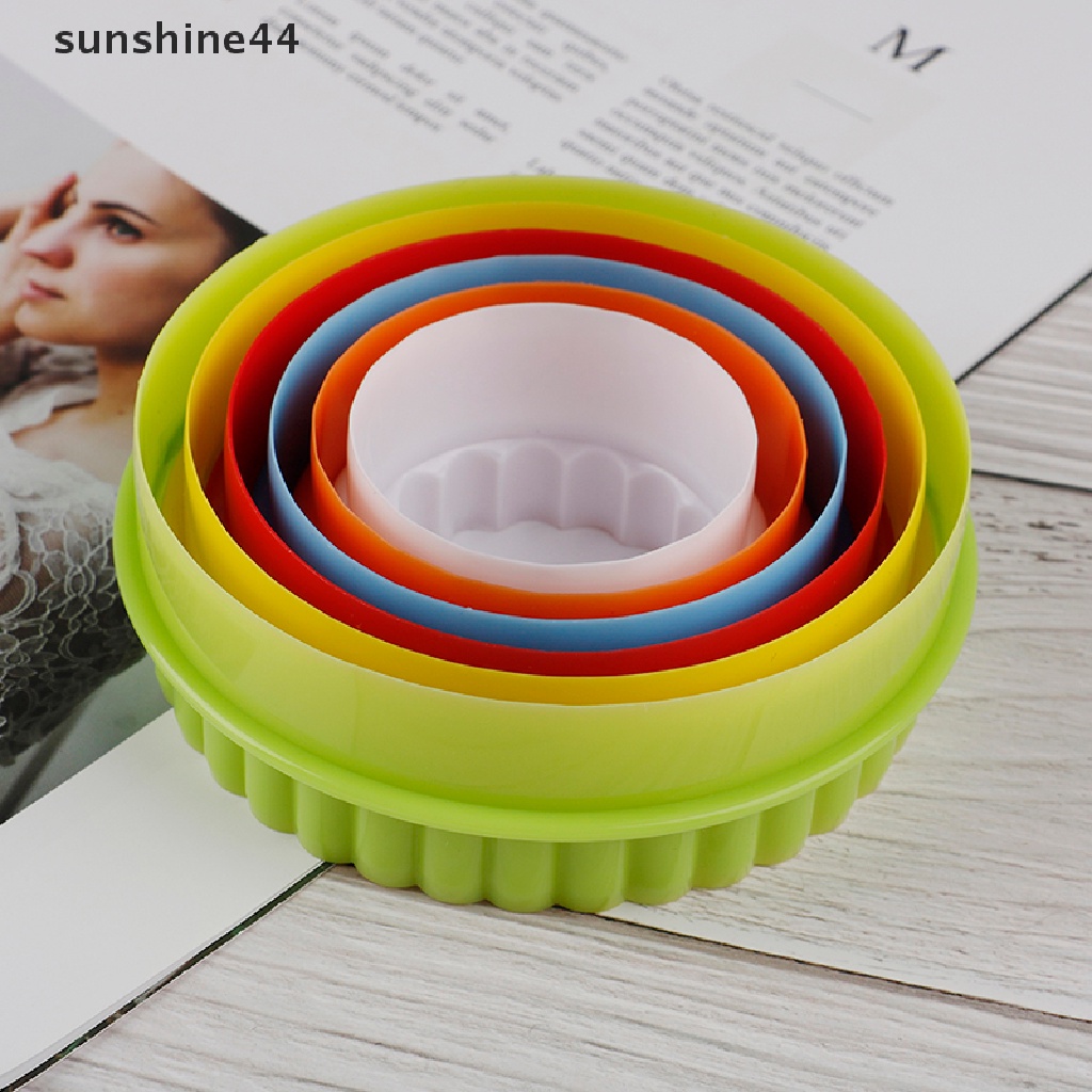 Sunshine 6Pcs Alat Pemotong Adonan Pangsit Bentuk Bunga / Bulat