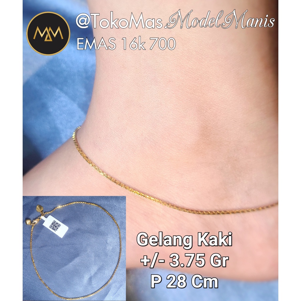 Gelang Kaki santa italy emas kuning 700 kadar 16k