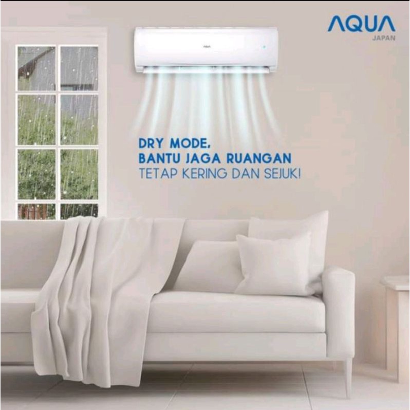 AC AQUA JAPAN 1/2 PK AQA-KCR05FQDL NEW BLUE FIN Low Watt Low voltage R32 + instalasi Pemasangan n bisa tukar tambah