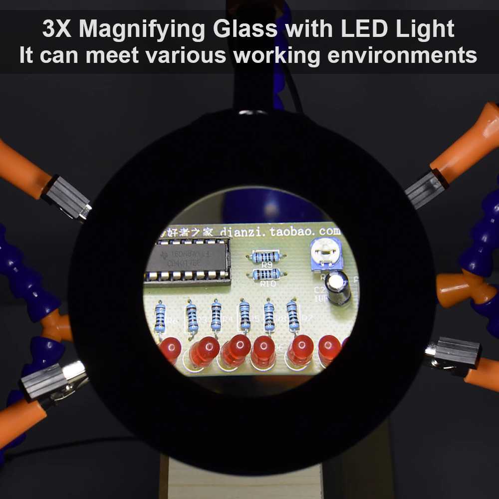 NEWACALOX Helping Hand Alat Pegangan Solder Kaca Pembesar LED - SN5 ( Al-Yusi )