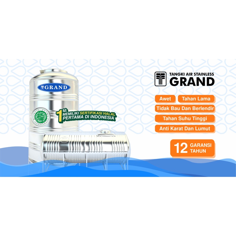 Tangki Air Tandon Stainless Horizontal Grand Type TSH 1500 Liter Anti Lumut Tangki Air 1100 L NEW PRODUCT