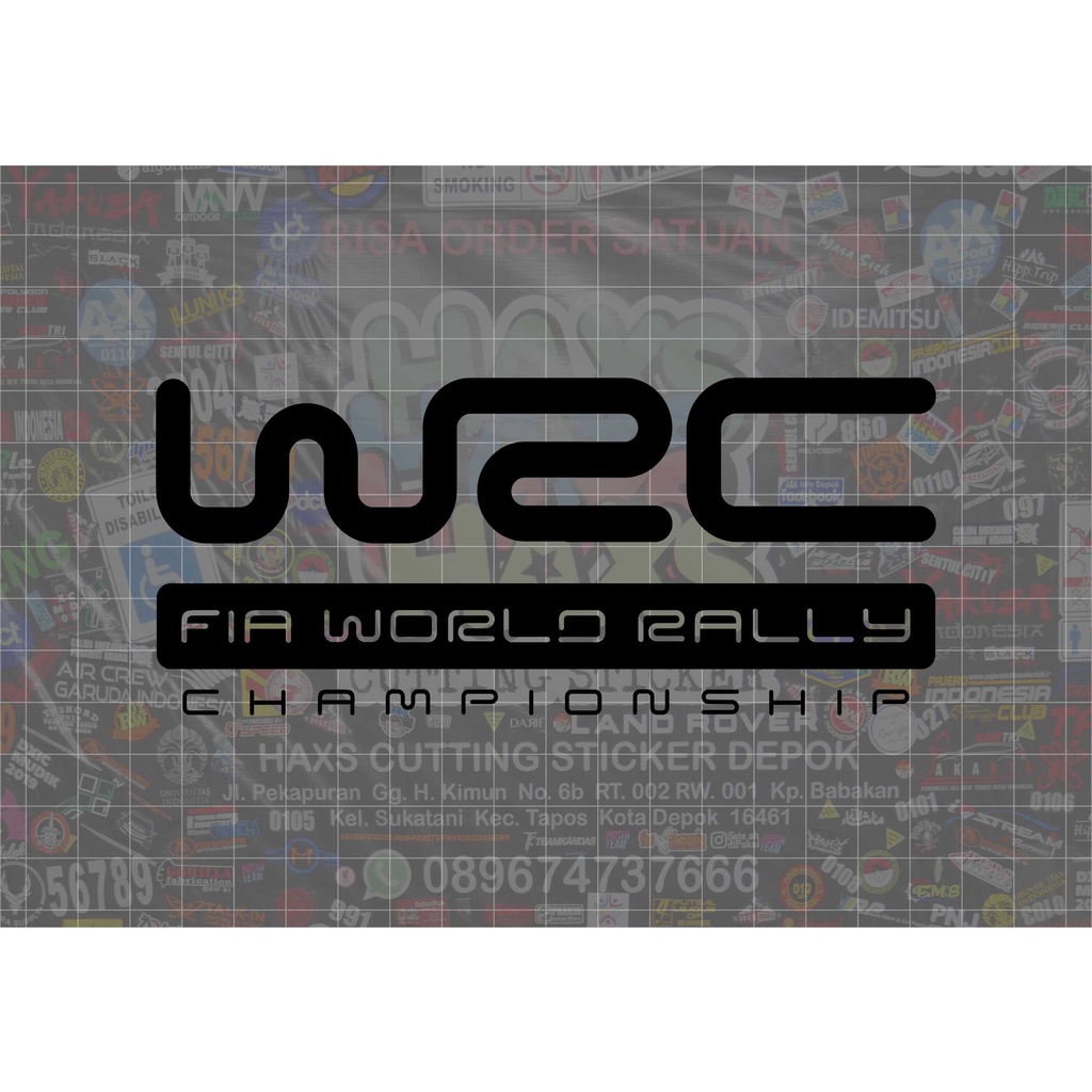 Cutting Sticker Logo WRC World Rally Championship Kaca Mobil Ukuran 15