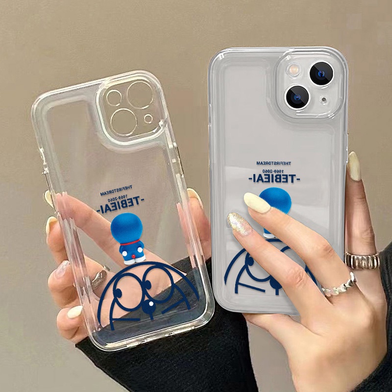 Soft Case TPU Transparan Motif Doraemon Untuk iPhone 14 13 12 11 Pro Max XS Max XR X 14 8 7 Plus SE 2020 2022