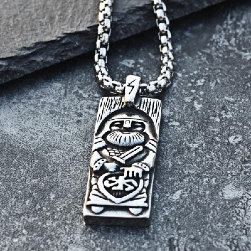 Kalung Liontin Ralph Robo Odin Lapis Silver Gaya Vintage Untuk Pria