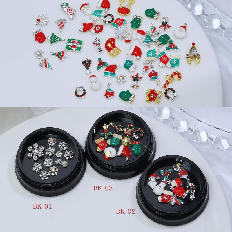 Zzz 1 Kantong Hiasan Kuku Bentuk Santa Claus / Rusa / Snowman Bahan Alloy Untuk Nail Art