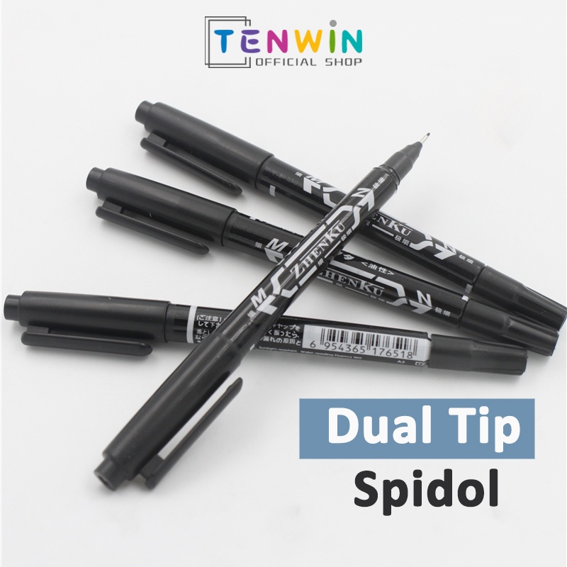 

Spidol permanen permanent marker- 2-tip 0.5mm/1.0mm Cepat kering tidak beracun -Tenwin