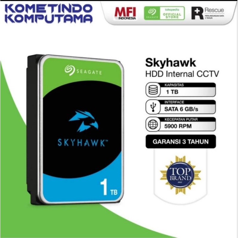 3.5&quot; 1TB HARDISK SEAGATE SKYHAWK 1 TB INTERNAL CCTV 3.5&quot; SATA HDD GARANSI RESMI MFI ORIGINAL 100%