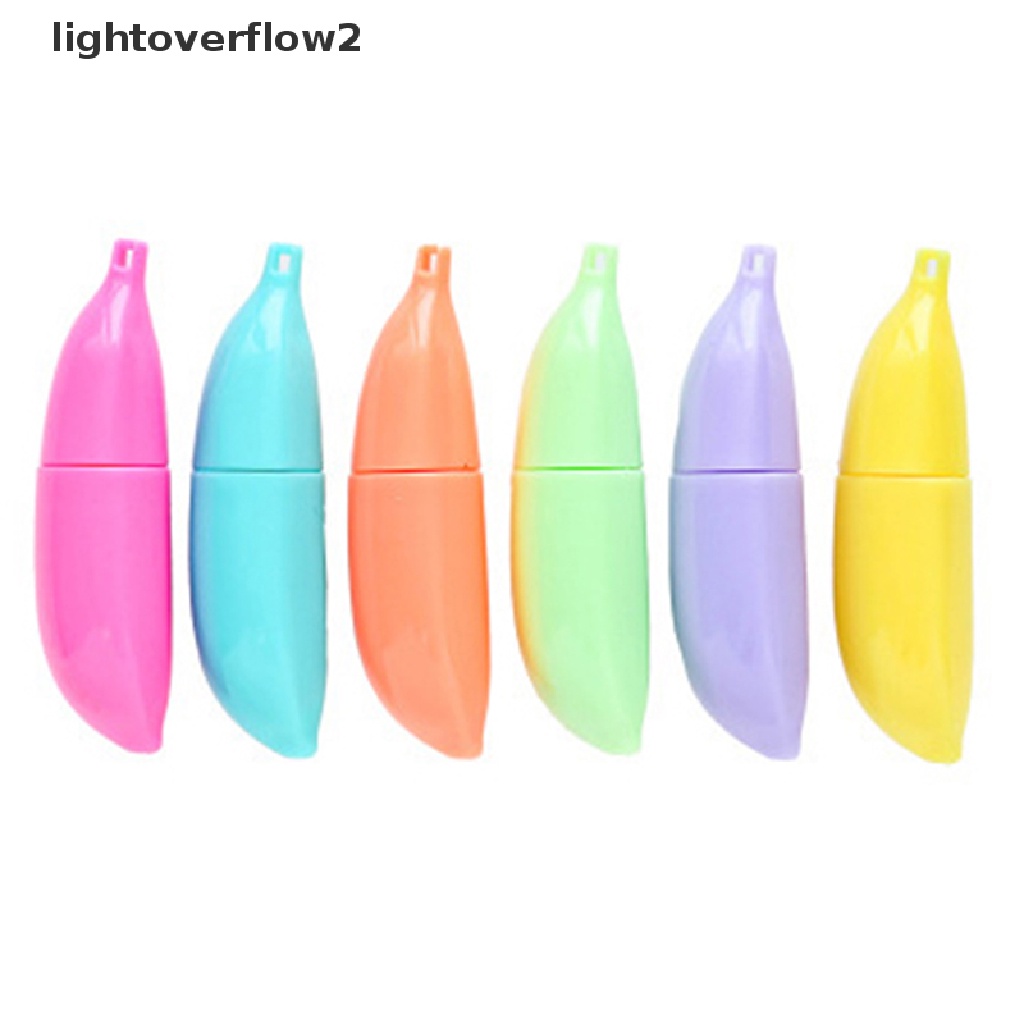 (lightoverflow2) 6pcs / Set Spidol Highlighter Warna-Warni Untuk Menggambar