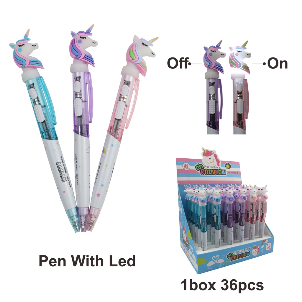 

Ball Pen Pulpen Pena Bolpoint Karakter Unicorn With LED