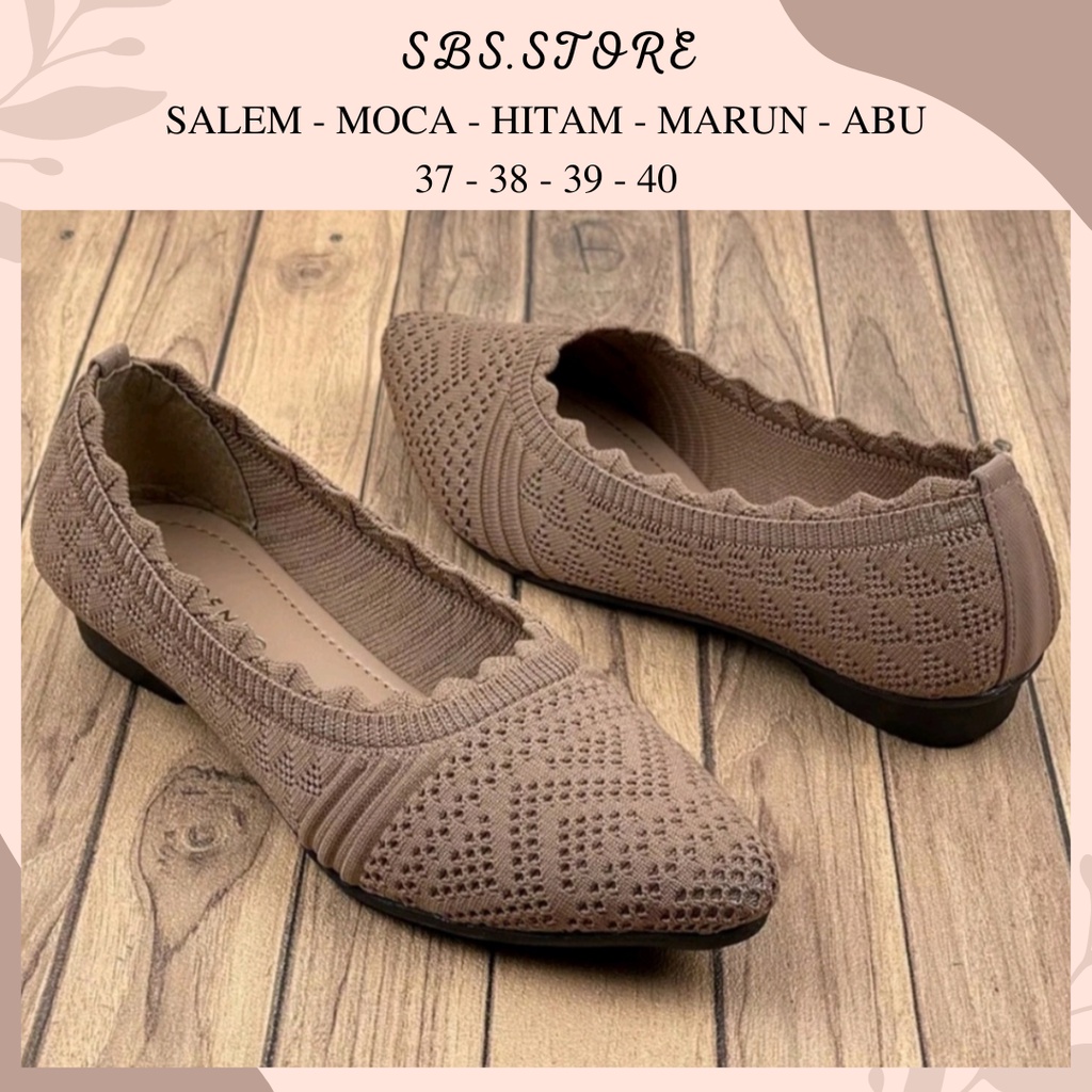 Sepatu Flat Wanita Rajut Import/Sandal Balet Pesta Terbaru