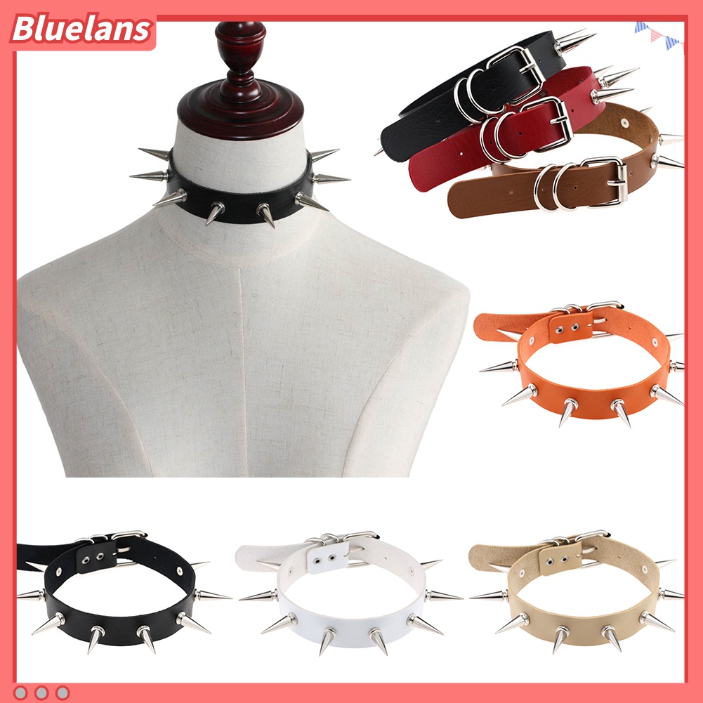Bluelans Women Fashion Alloy Rivet Spike Faux Leather Choker Short Necklace Punk Jewelry