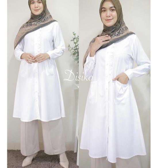 Special Price Baju Atasan Tunik Wanita Terbaru 2022 / Lemia Tunik Katun Toyobo Putih Design By Disik