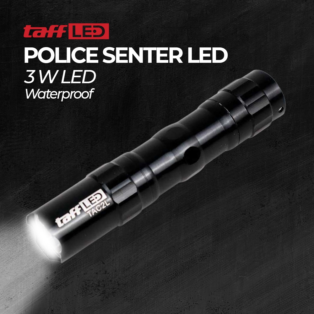 Police Senter LED Flashlight Waterproof 3W - TAC 2L - OMFL25BK Black