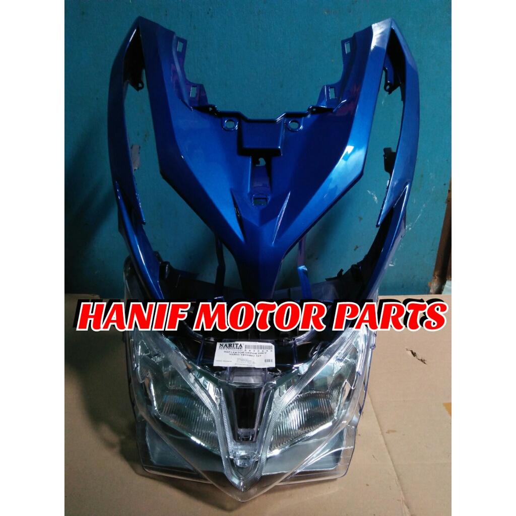 Cover Tameng Depan Set Reflektor Lampu Honda Vario Techno 125 FI Lama Warna Biru / Tameng Depan Plus
