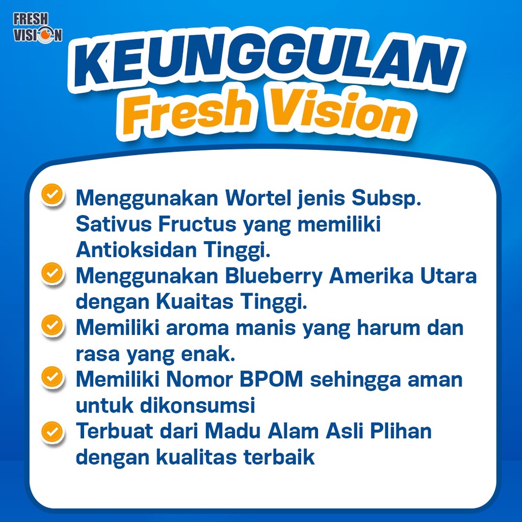 Fresh Vision Paket Anti MInus 3 Botol - Suplemen Madu 100% Original Bantu Atasi Mata Minus Mines Penghlihatan Buram Kabur Mata Mudah Lelah Kemerahan Kering Gatal Cegah Katarak Glukoma Isi 200ml