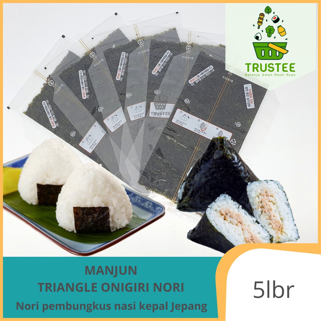 MANJUN Triangle Sushi Nori ONIGIRI Wrapper HALAL MUI / Rumput Laut nasi kepal 5lembar sheet