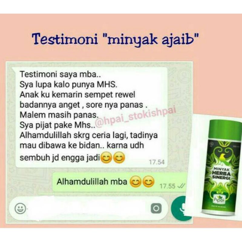 ORI Minyak Herba Sinergi (MHS) / Herbal Burung Bubut / butbut HPAI / pijat urut luka