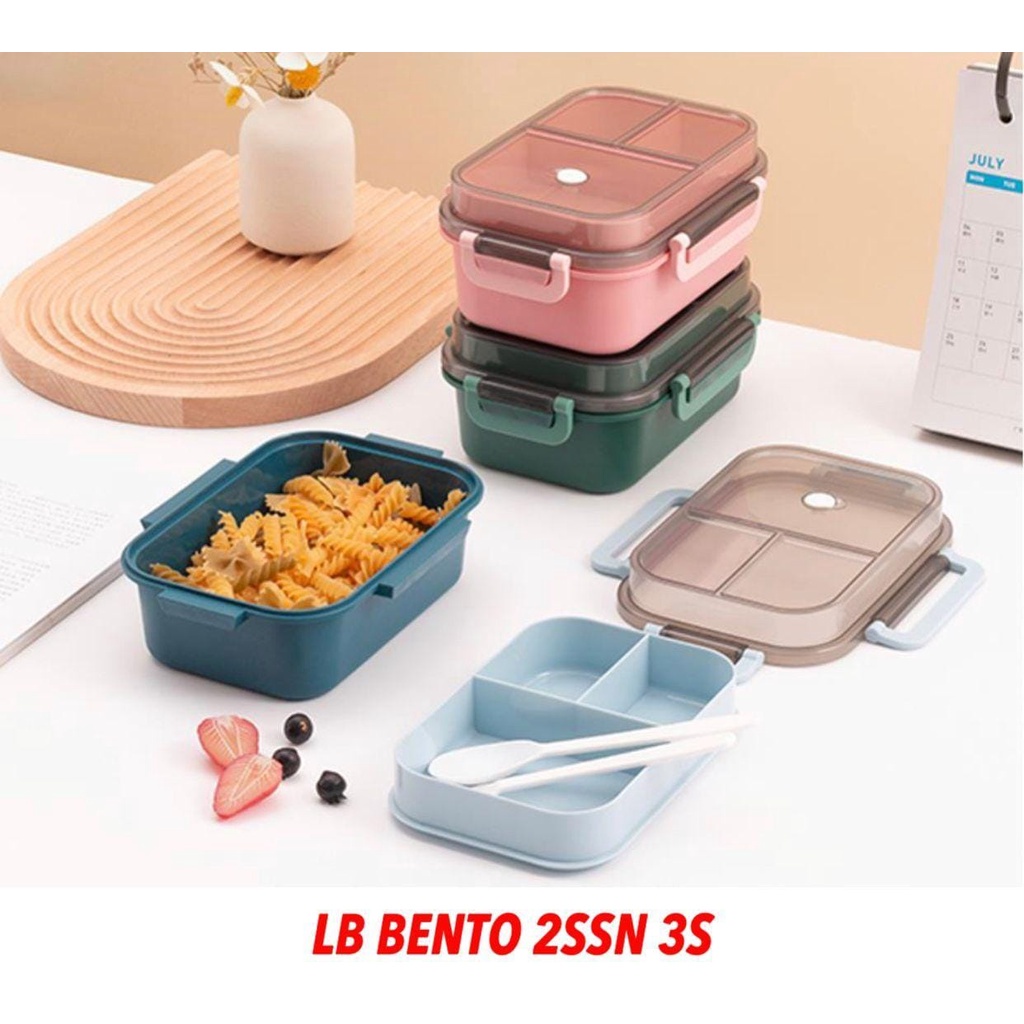 Lunch Box Bento 2 Susun 3 Sekat Lunchbox Tempat Makan Serbaguna Termurah