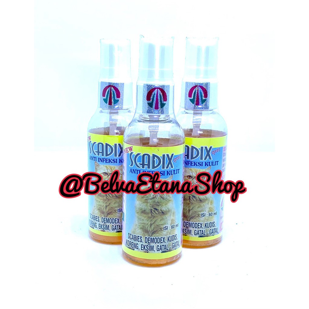 Scadix Spray 60ml Obat Kucing Obat Anti Infeksi Kulit Scabies Demodex Kudix Kudis Gatal Eksim 60 ml