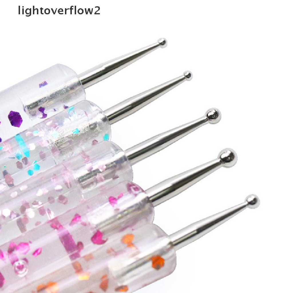 (lightoverflow2) 5pcs / Set Pena Dotting 2 Sisi Untuk Nail Art / Manicure (ID)