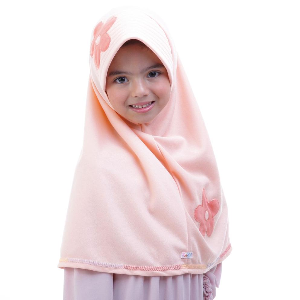 ㆊ Jilbab Anak Instan Vania Bunga Ceplok Size M Usia 8-13 tahun Hijab Sekolah SD SMP Termurah Terlari