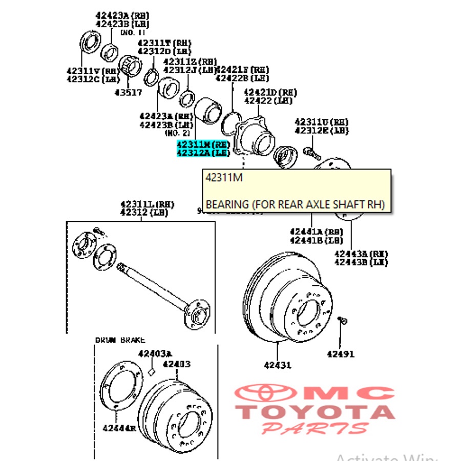 Laher Bearing Roda Belakang Dyna Land Cruiser HDJ100 90369-48001