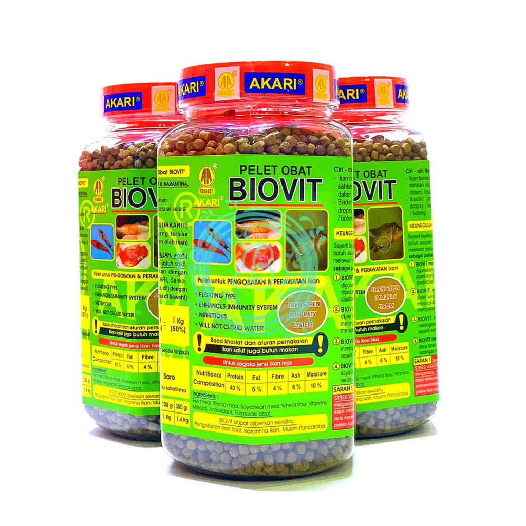 Pelet Obat Akari Biovit 350 gram Pakan Ikan Biovit