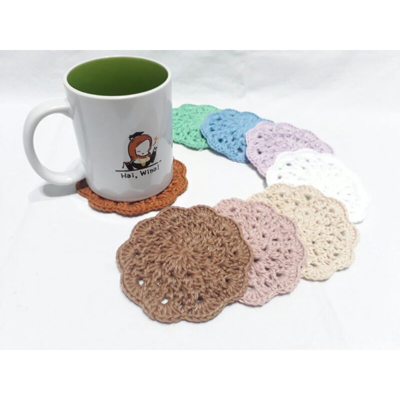 ALAS GELAS RAJUT/ COASTER RAJUT/ TATAKAN GELAS