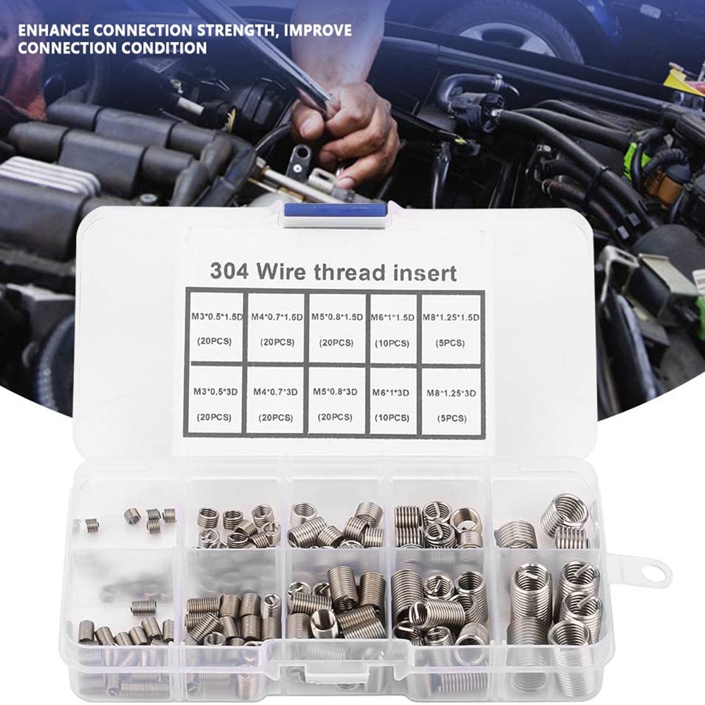 【150 PCS】Recoil Baut M3-M4-M5-M6-M8/Insert Screws Repair Kit/Screw Wire Sleeve Thread Repair/Helical Screw Thread Insert Kit