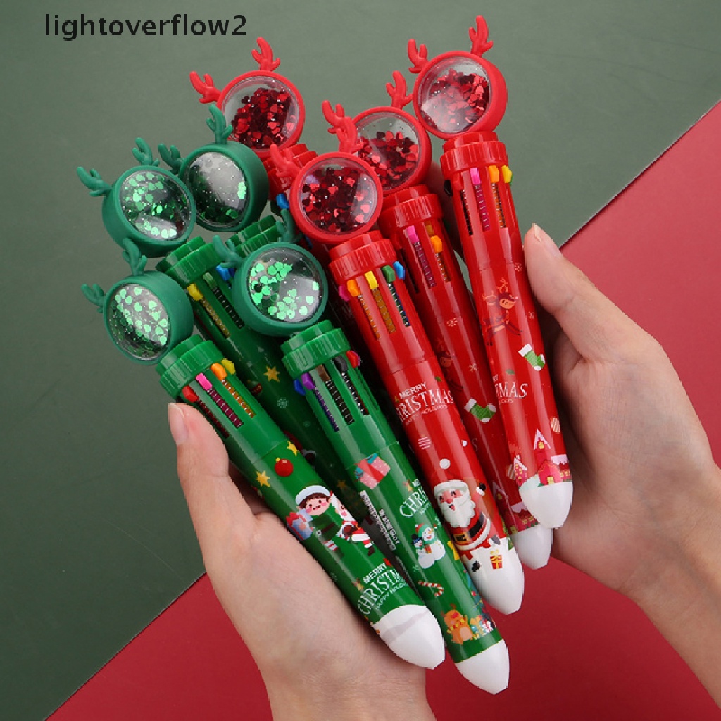 (lightoverflow2) Pulpen 10 Warna Untuk Hadiah Natal / Sekolah / Kantor