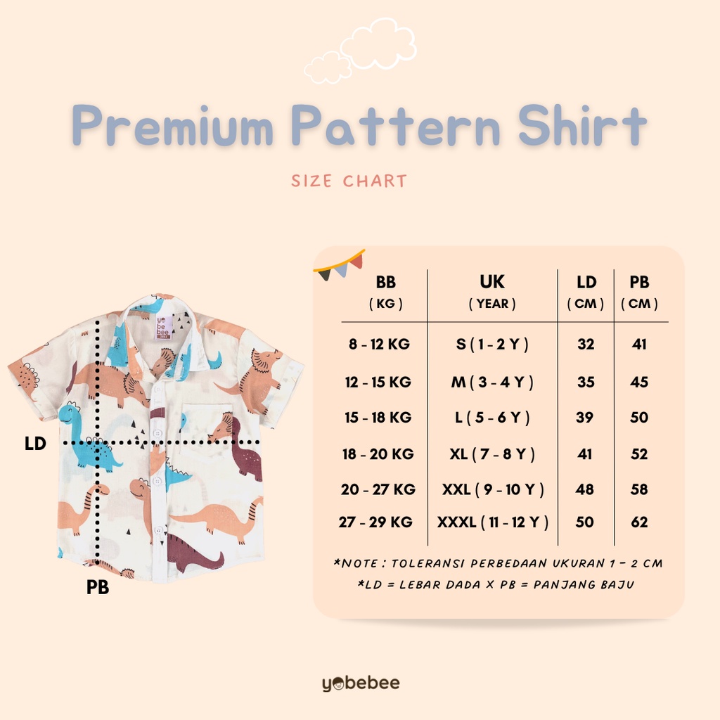 Yobebee Kemeja Rayon Premium Pattern Tangan Pendek Anak Laki Laki Usia 2 4 6 8 Tahun Baju Atasan Kids Motif Karakter Boy Shirt Model Casual Santai Kemeja Kerah Anak Cowok