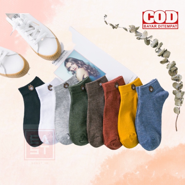 Kaos Kaki Fashion Unisex Motif Beruang Brown Wanita Pria Murah Import