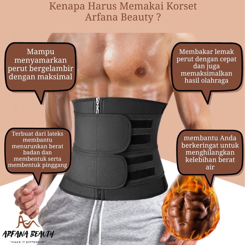 Korset Pelangsing Perut Pria Olahraga Pengecil Perut Buncit Jumbo Pembakar Lemak Penghancur Lemak Body Shaper Ampuh Pengecil Pinggang Slimming Waist Trainer Double Strap Perekat Import Premium Terbaru