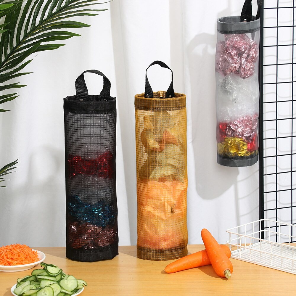 Storage bag kantong plastik Tas gantung plastik sampah dinding  Bag holder wall mount storage Serbaguna