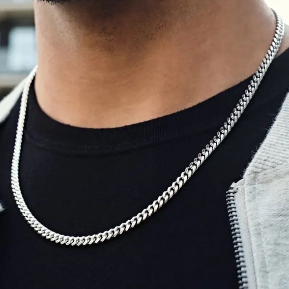 Jeloof Kalung Titanium Silver Rantai Stainless Steel Panjang 60 CM - (Bisa Request Potong)