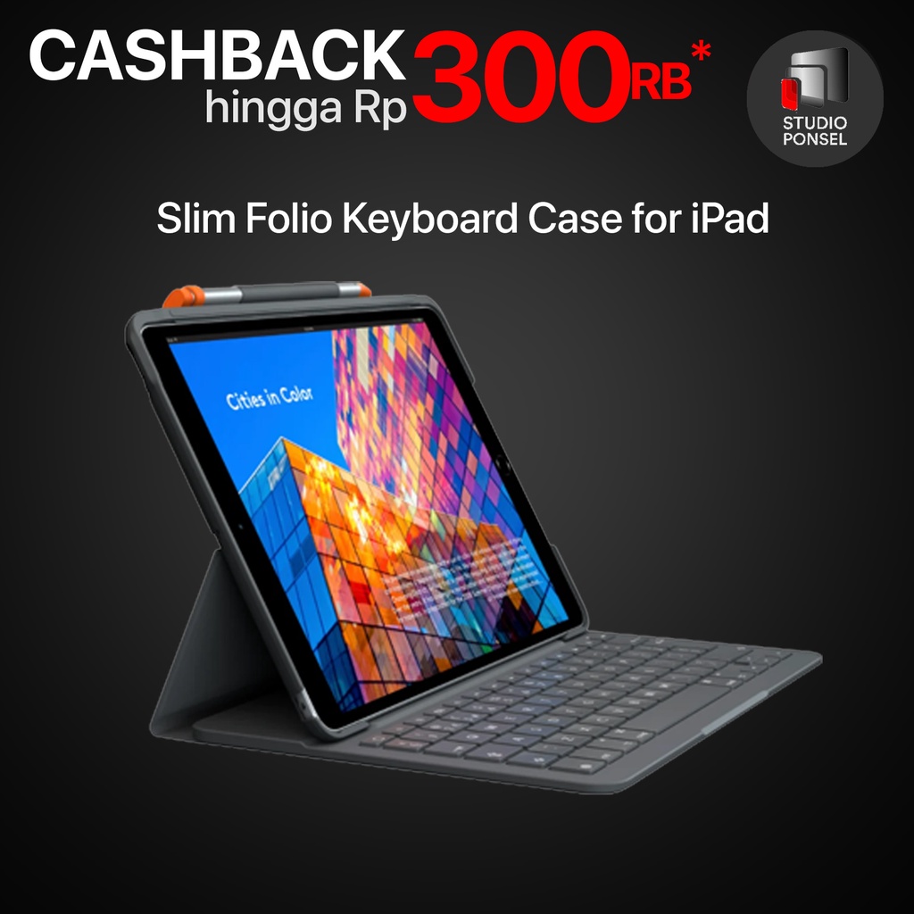 Logitech Slim Folio Keyboard Case Bluetooth for iPad 9 8 7 Air 3