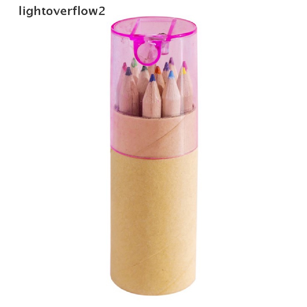 (lightoverflow2) 1pc Rautan Pensil 12 Warna Bahan Kertas Kraft