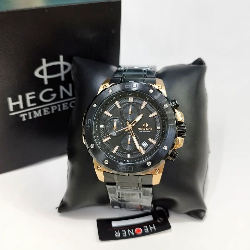 Jam Tangan Pria Hegner 1684 Chrono Stainless Steel