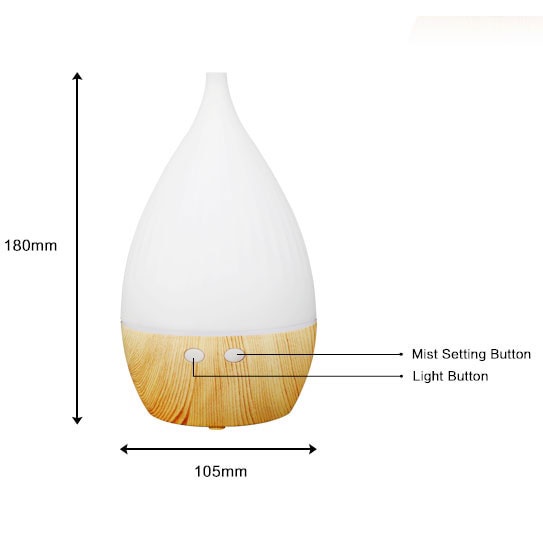 G8UI Funho Air Humidifier Aromatherapy Oil Diffuser Wood Design 150ml With Led Rgb - Aj-509 - White Or-i