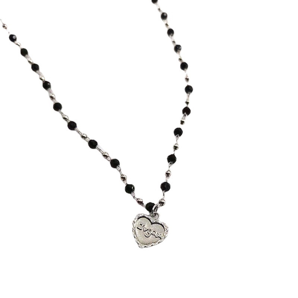 Kalung Rantai Choker Liontin Hati Geometris Warna Silver Gaya Vintage Untuk Wanita