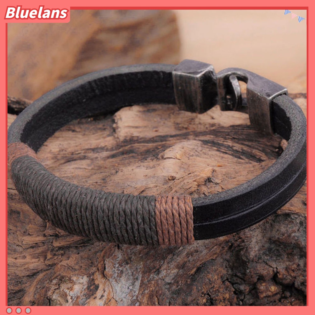 Gelang Bahan Kulit Imitasi Dengan Buckle Alloy Gaya Vintage Untuk Pria