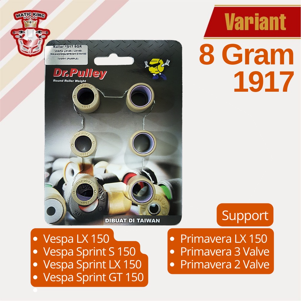 Roller motor matic Sprint LX Primavera iget 150 S150 3V DR PULLEY 8 gr sd 15,5 gr tipe 1917