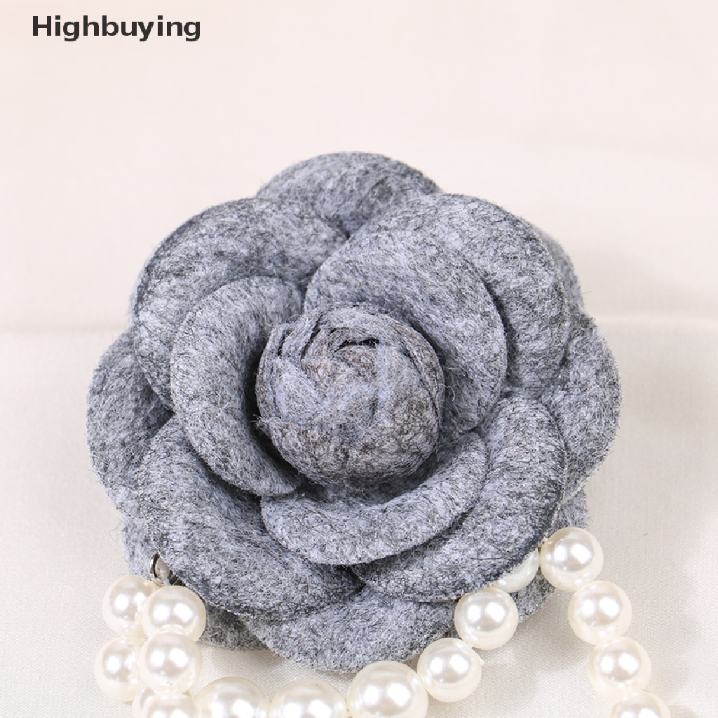 Bros Pin Korsase Desain Bunga Camellia Aksen Mutiara Rumbai Bahan Kain Gaya Korea Untuk Wanita Glory