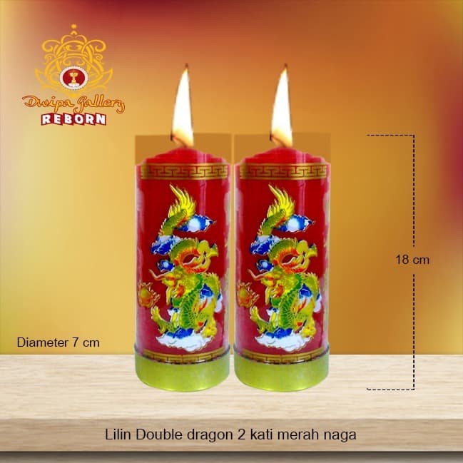 Lilin/Candle Puja Sembahyang Pilar Double Dragon 2 Kati