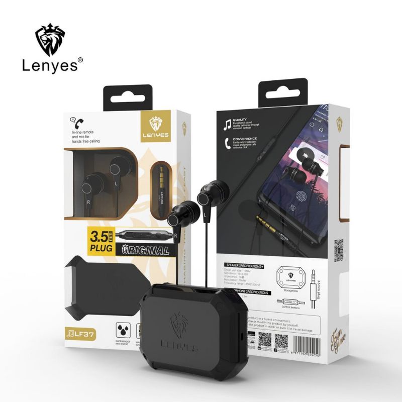 Lenyes headset LF37 in ear hifi stereo earphone extra bass with handfree microphone original 3.5mm