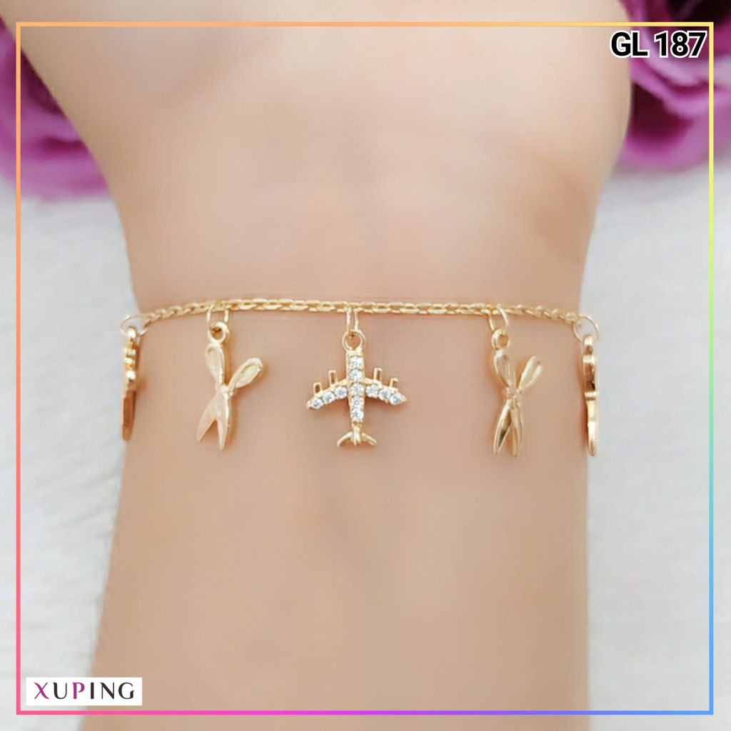 Gelang xuping ori gelang dewasa jurai rantai pesawat terbaru bahan premium perhiasan wanita lapis emas gold GL 187