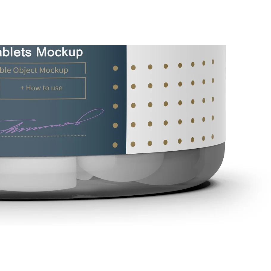 Transparent Jar With Tablets Mockup