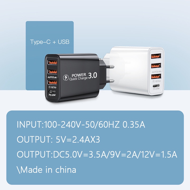 Pd Adapter charger Power USB 3.0 Tipe-C 20W Quick Charging Untuk Iphone 14 / 13 / 12 / Android / I-pad C